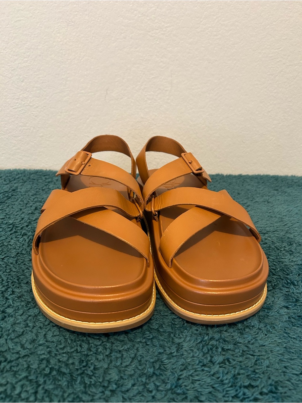 Chaco Women's Tan Leather Platform Sandals